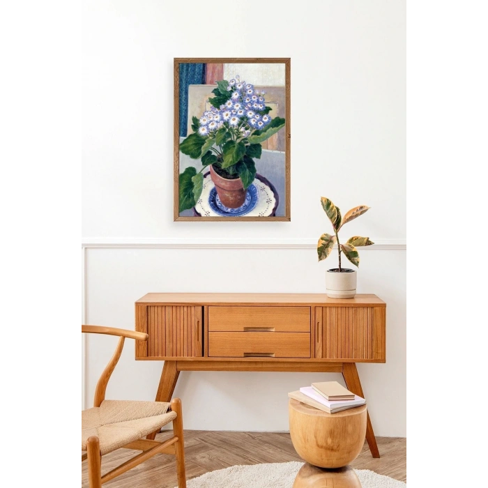 Saksıdaki Çiçek Ahşap Çerçeveli Tablo 50 x 70