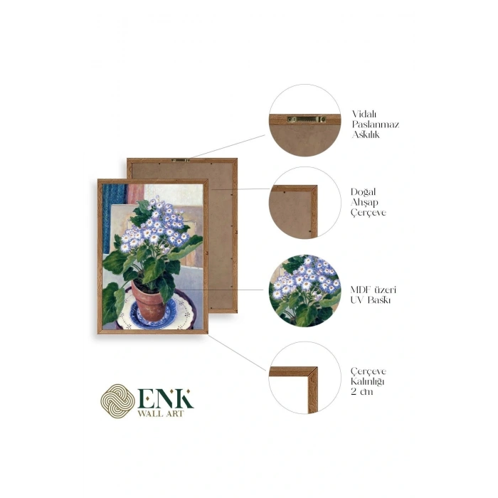 Saksıdaki Çiçek Ahşap Çerçeveli Tablo 50 x 70