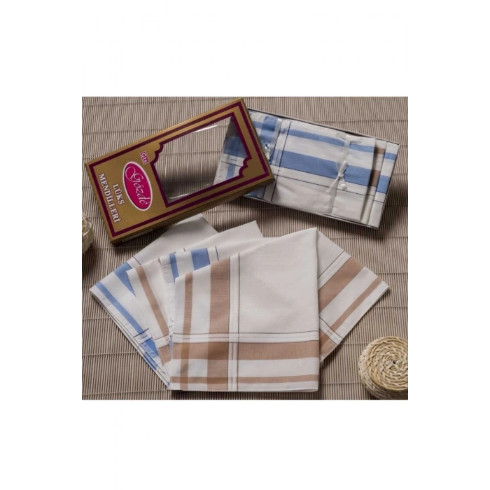 Sarı Kutulu 46x46 cm 12 Adet Kumaş Mendil-GSK 07