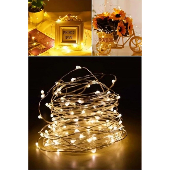 Sarı Peri LED Flaşlı Işık – 10 Metre Dekoratif Oda ve Organizasyon Aydınlatması