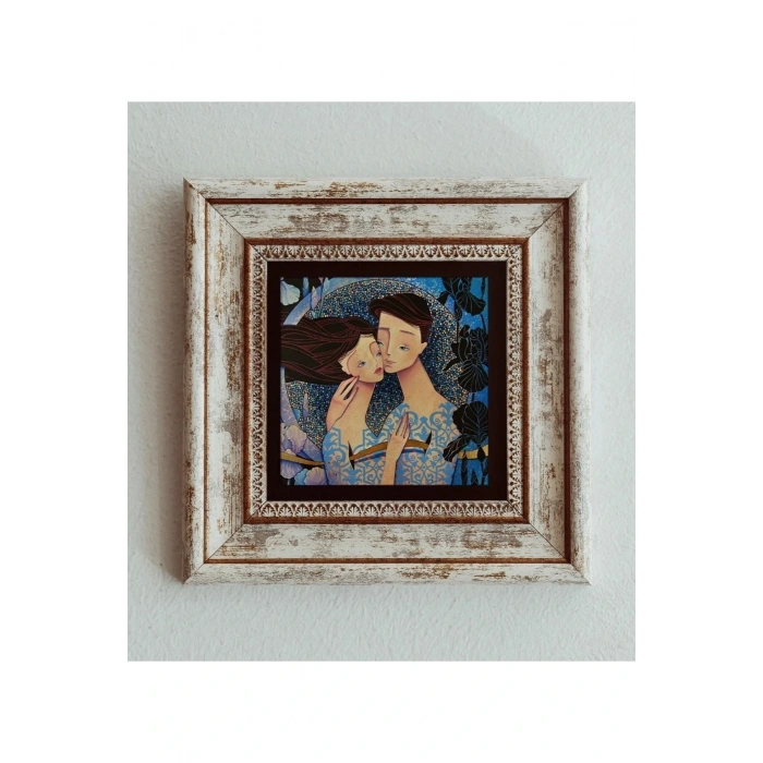 Sarılan Sevgililer Çerçeveli Taş Tablo , Çerçeveli Taş Duvar Dekoru 20 cm