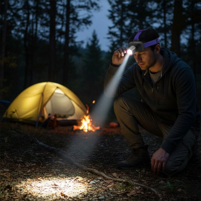 ŞARJLI 30W KAFA LAMBASI FENER 1 LED USB - TYPE-C KADEME IŞIK AYARI - FLAŞÖR (5365)