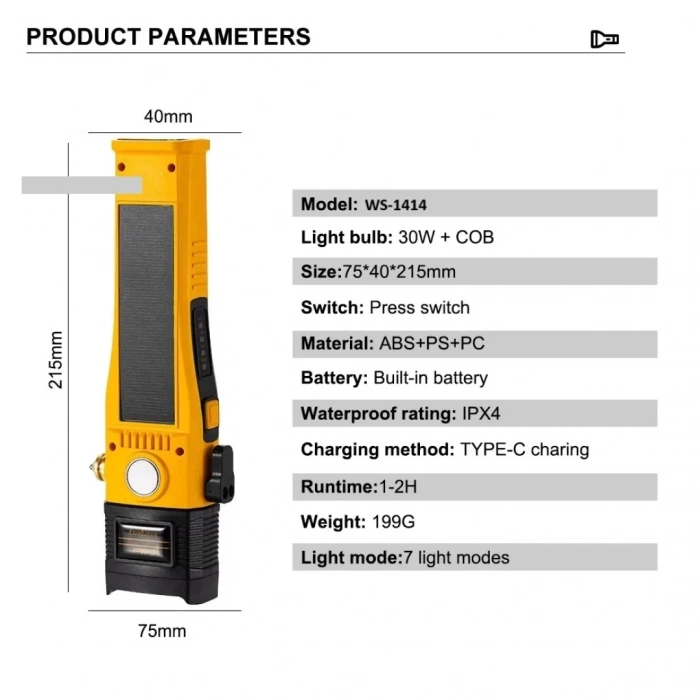 Şarjlı Acil Durum Tamirci Feneri  Ws-1414 (5365)