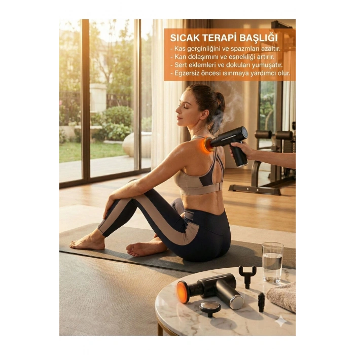 Şarjlı Masaj Tabancası Boyun Sırt ve İçin Sıcak Soğuk Başlıklı Masaj Aleti Sporcu Masaj