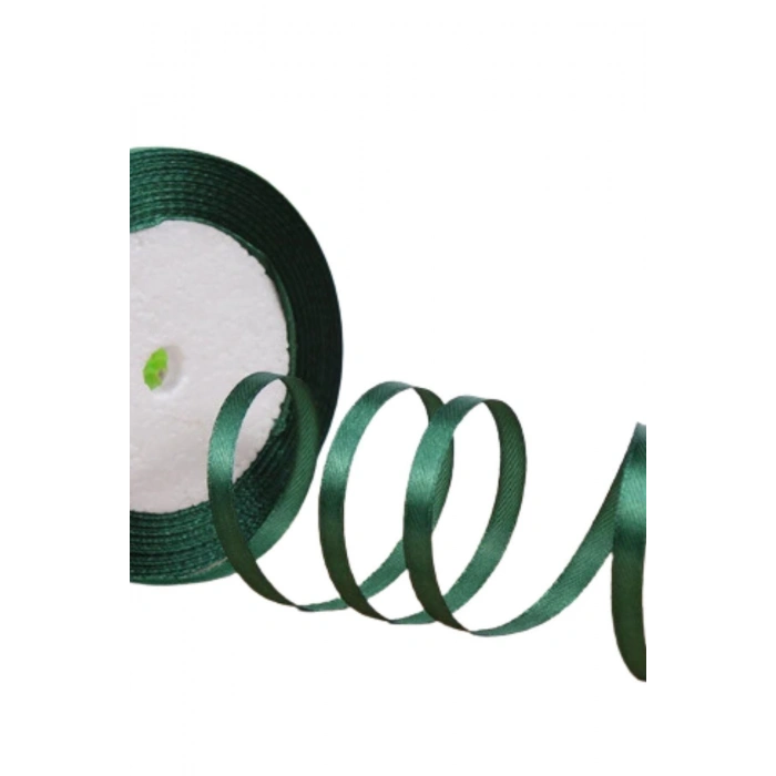 Saten Kurdele 1 Cm 10 Metre Koyu Yeşil