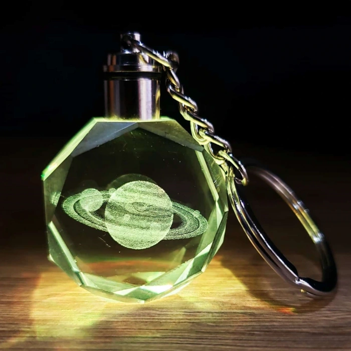 Saturn Planet Design Lighted Keychain