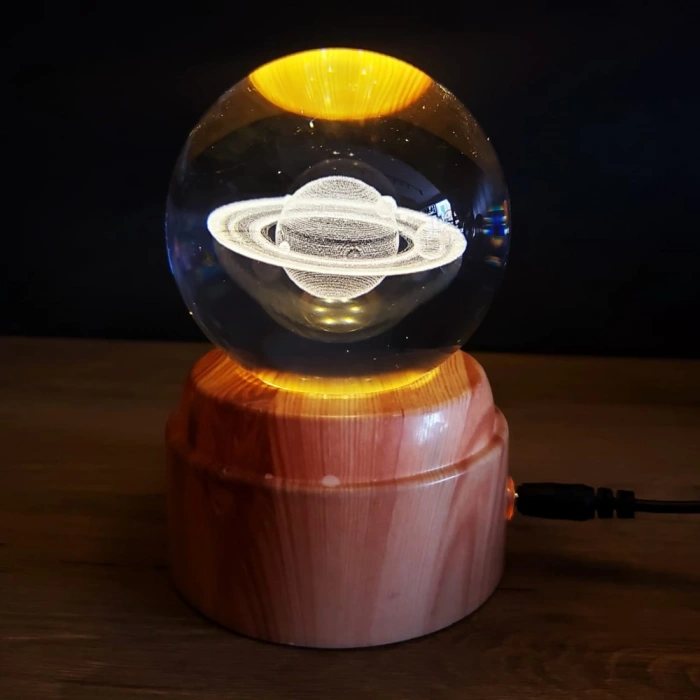 Saturn Designed Rotating Glass Globe