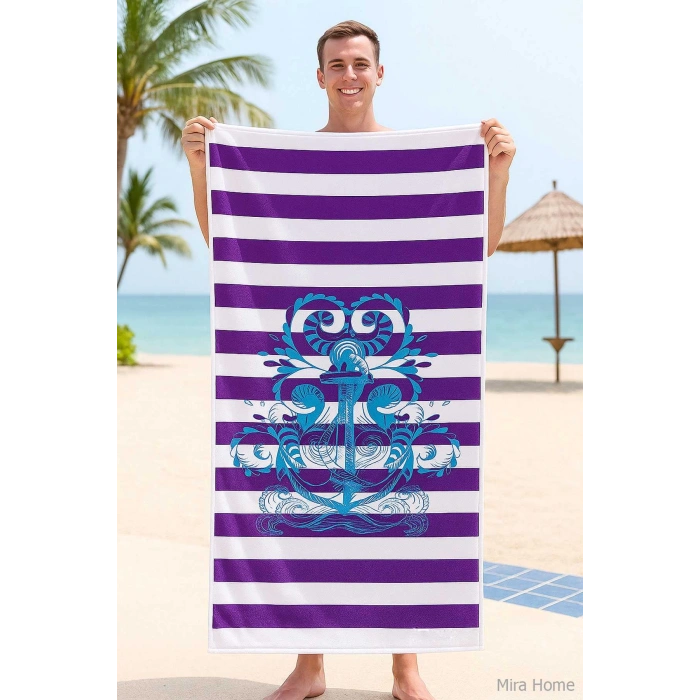 SeaDream Tropikal Desenli Plaj Havlusu 70X140 Cm Çapa