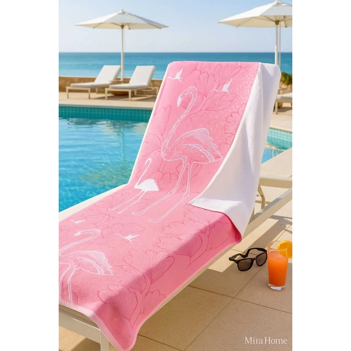 SeaDream Tropikal Desenli Plaj Havlusu 70X140 Cm Flamingo
