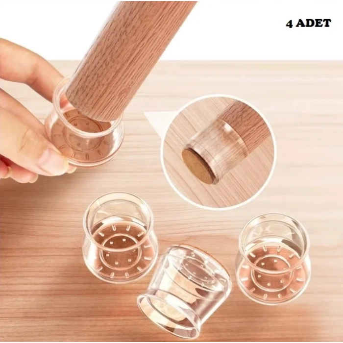 Şeffaf Silikon Sandalye Koruyucu Seti 4lü Paket