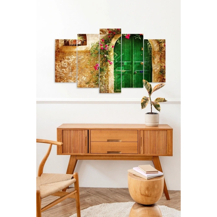 Şehir Ev Manzara 5 Parçalı Mdf Tablo 60 x 100