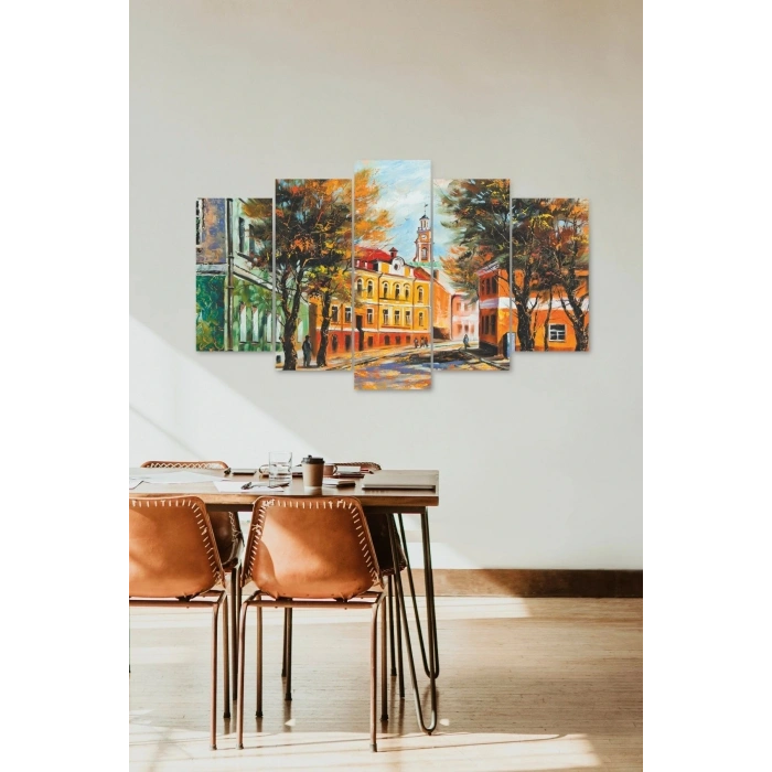 Şehir Manzara 5 Parçalı Mdf Tablo 60 x 100