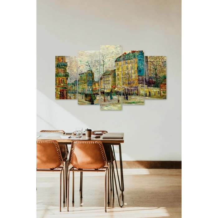 Şehir Manzarası 5 Parçalı Mdf Tablo 60 x 100