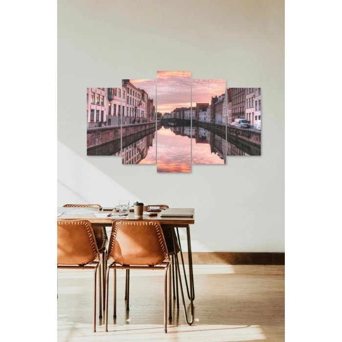 Şehir Manzarası 5 Parçalı Mdf Tablo 60 x 100