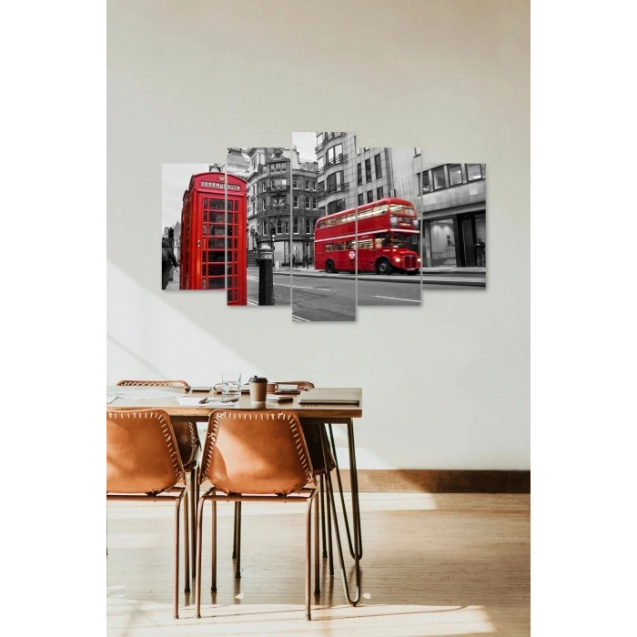 Şehir Manzarası 5 Parçalı Mdf Tablo 60 x 100