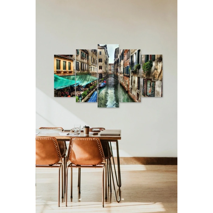 Şehir Manzarası 5 Parçalı Mdf Tablo 60 x 100