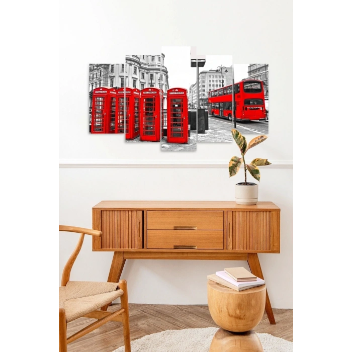 Şehir Manzarası 5 Parçalı Mdf Tablo 60 x 100