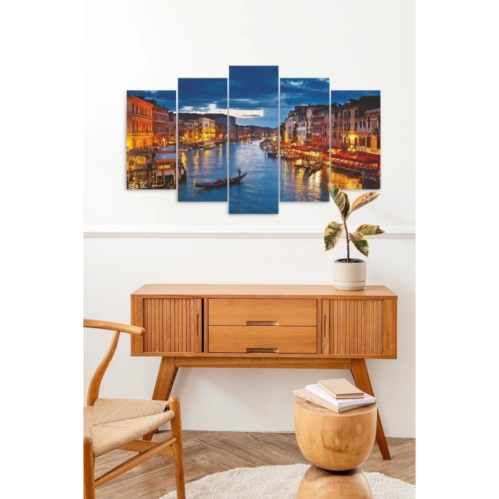 Şehir Manzarası 5 Parçalı Mdf Tablo 60 x 100