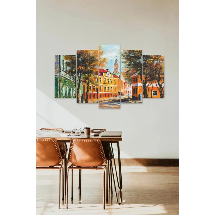 Şehir Manzarası 5 Parçalı Mdf Tablo 60 x 100