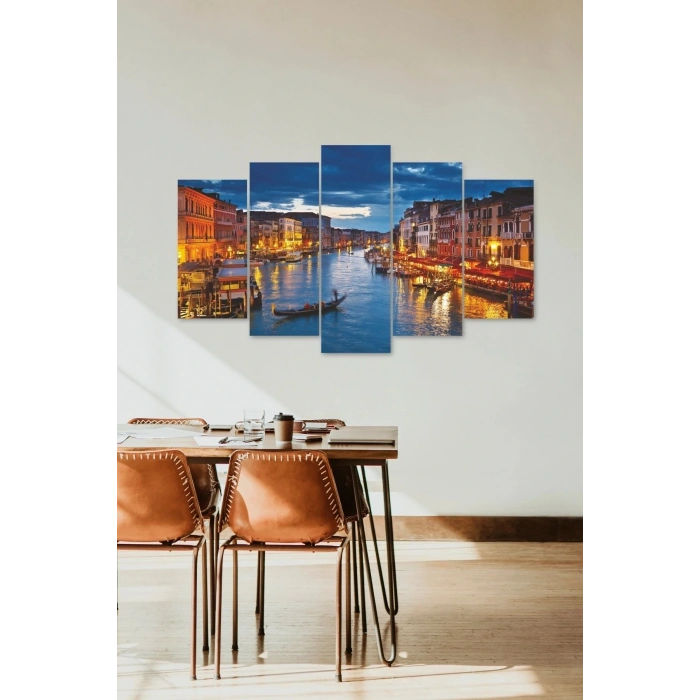 Şehir Manzarası 5 Parçalı Mdf Tablo 60 x 100