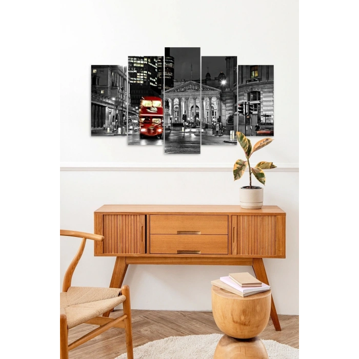 Şehir Manzarası 5 Parçalı Mdf Tablo 60 x 100