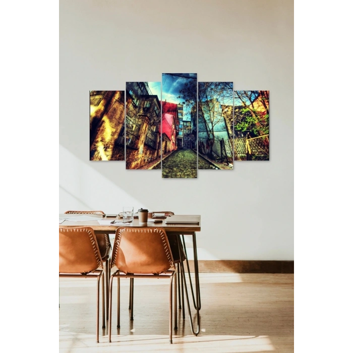Şehir Manzarası 5 Parçalı Mdf Tablo 60 x 100