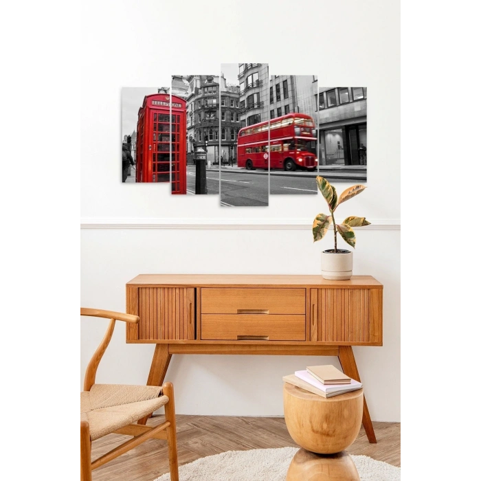 Şehir Manzarası 5 Parçalı Mdf Tablo 60 x 100