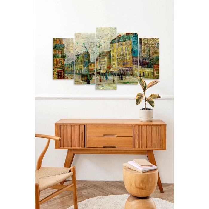 Şehir Manzarası 5 Parçalı Mdf Tablo 60 x 100