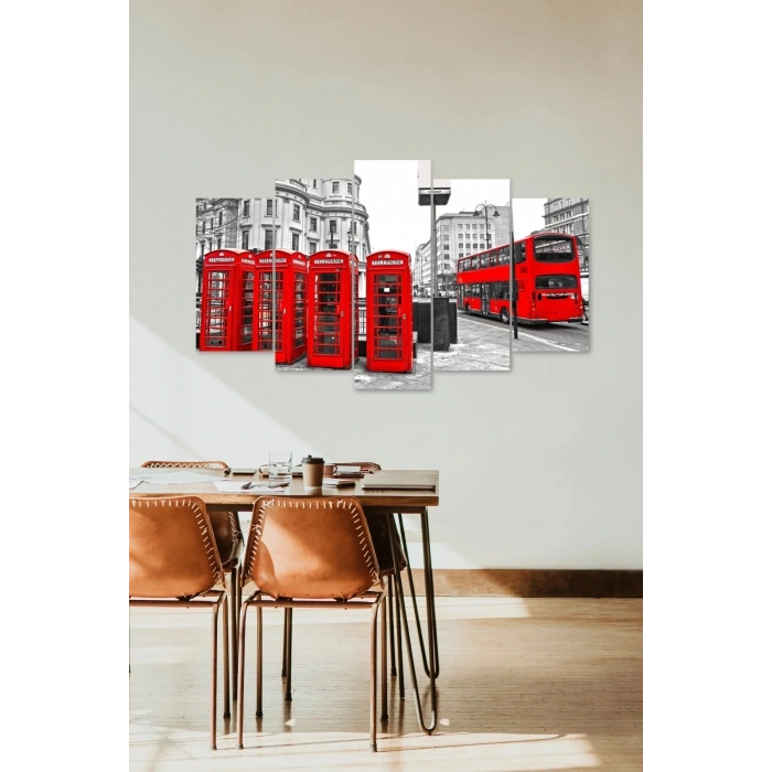 Şehir Manzarası 5 Parçalı Mdf Tablo 60 x 100