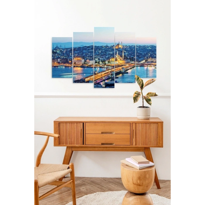 Şehir Manzarası 5 Parçalı Mdf Tablo 60 x 100