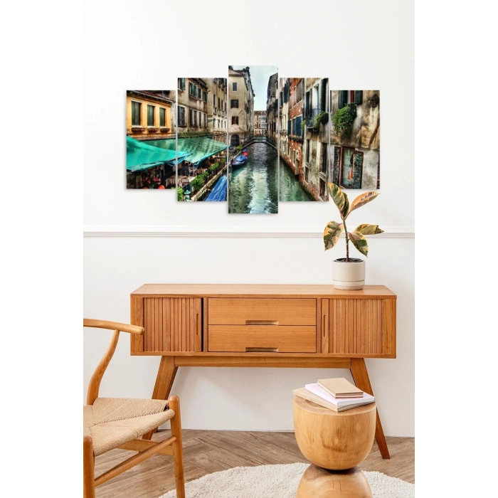 Şehir Manzarası 5 Parçalı Mdf Tablo 60 x 100