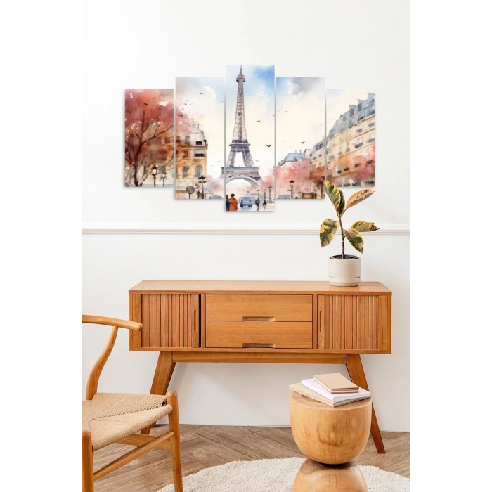 Şehir Manzarası 5 Parçalı Mdf Tablo 60 x 100