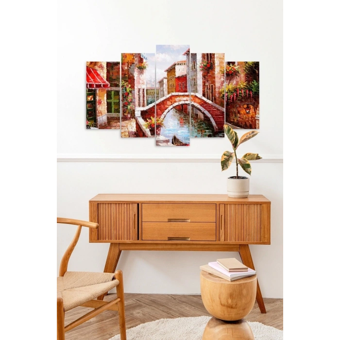 Şehir Manzarası 5 Parçalı Mdf Tablo 60 x 100