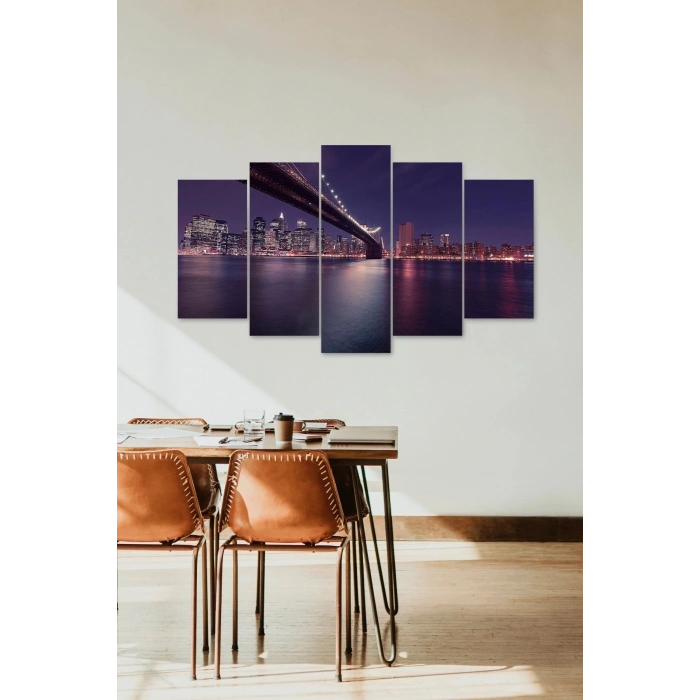 Şehir ve Deniz 5 Parçalı Mdf Tablo 60 x 100