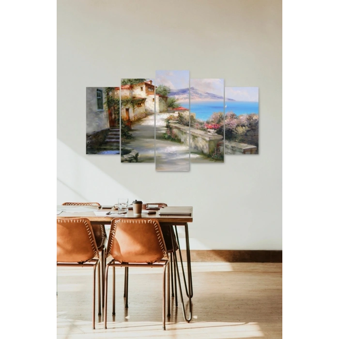 Şehir ve Deniz 5 Parçalı Mdf Tablo 60 x 100