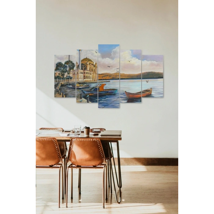 Şehir ve Deniz 5 Parçalı Mdf Tablo 60 x 100