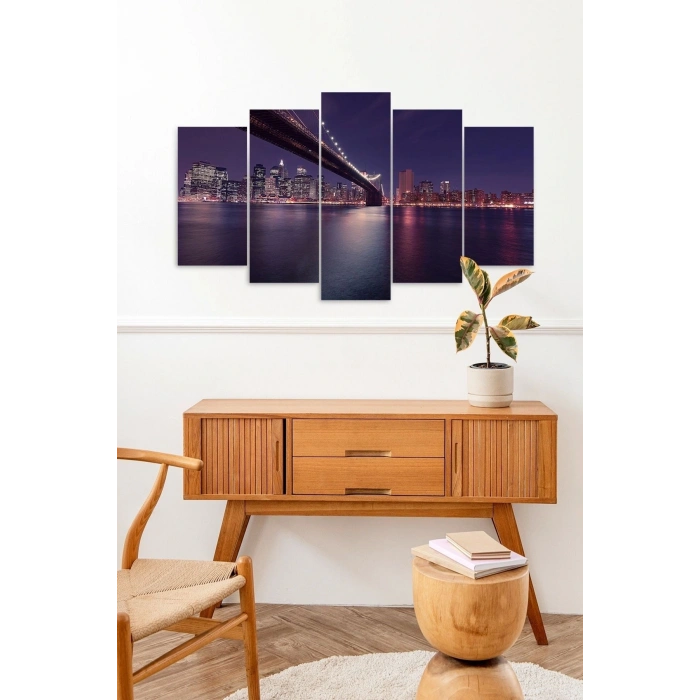 Şehir ve Deniz 5 Parçalı Mdf Tablo 60 x 100