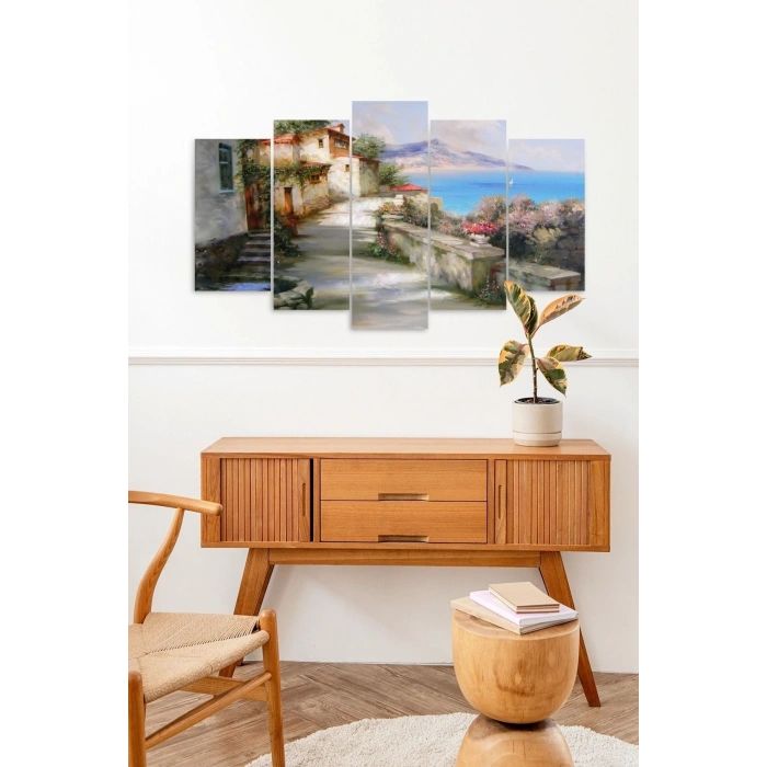 Şehir ve Deniz 5 Parçalı Mdf Tablo 60 x 100