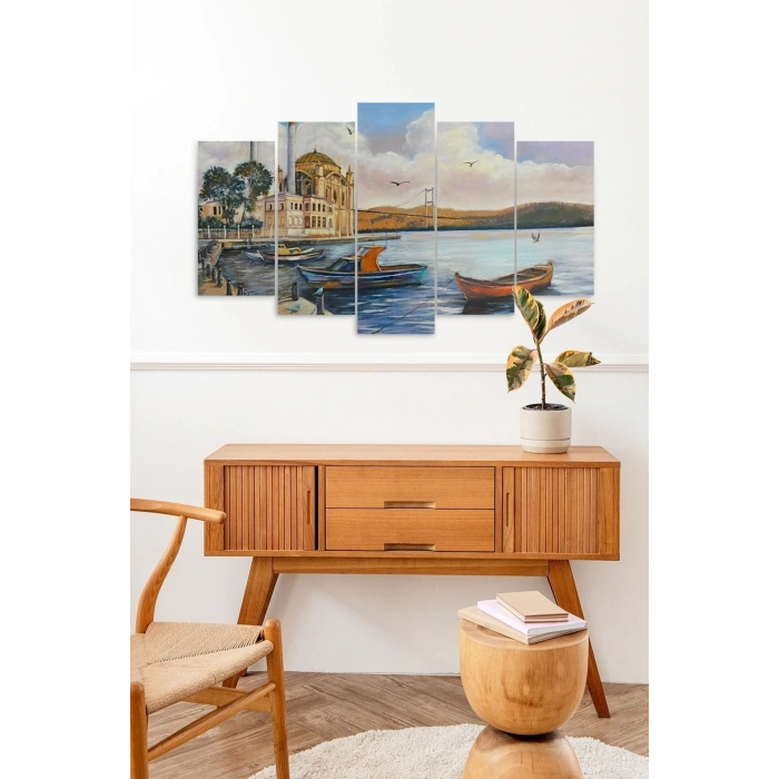 Şehir ve Deniz 5 Parçalı Mdf Tablo 60 x 100