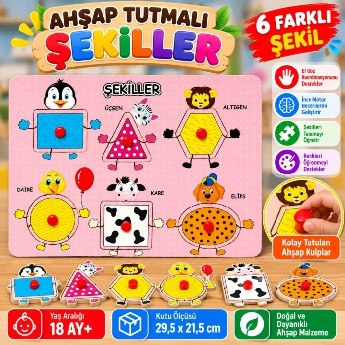 Şekil Seti Ahşap Tutma Kolu 1 Adet