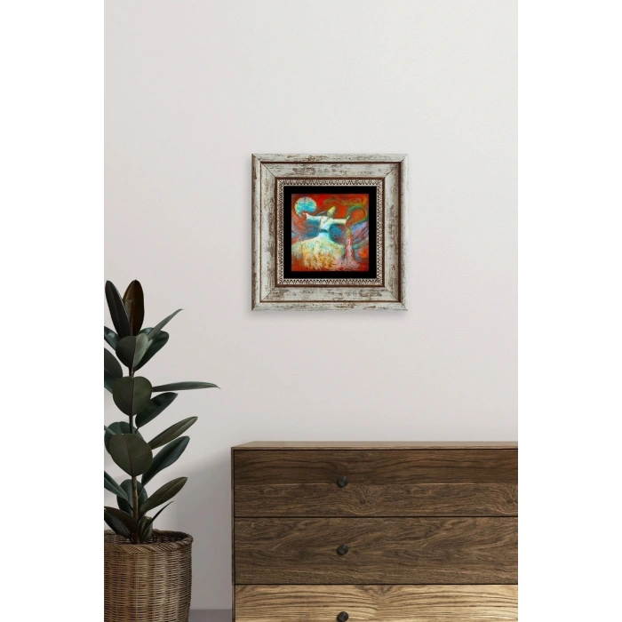 Semazen Çerçeveli Taş Tablo 20 cm