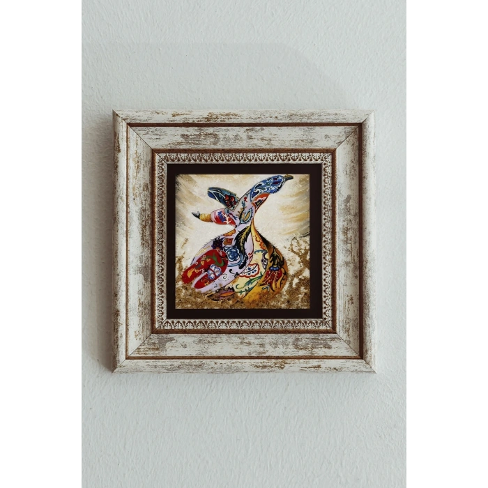 Semazen Çerçeveli Taş Tablo , Çerçeveli Taş Duvar Dekoru 20 cm