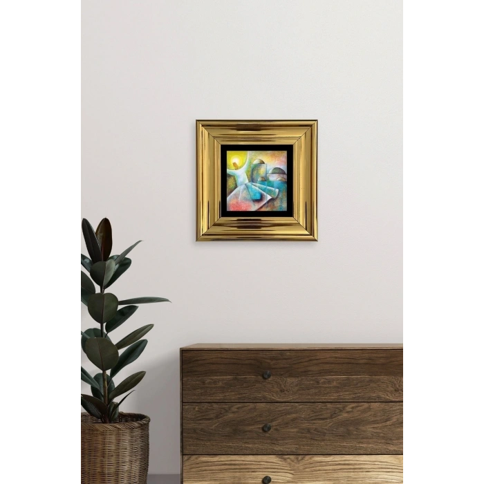 Semazen Mevlevi Çerçeveli Taş Tablo 20 cm