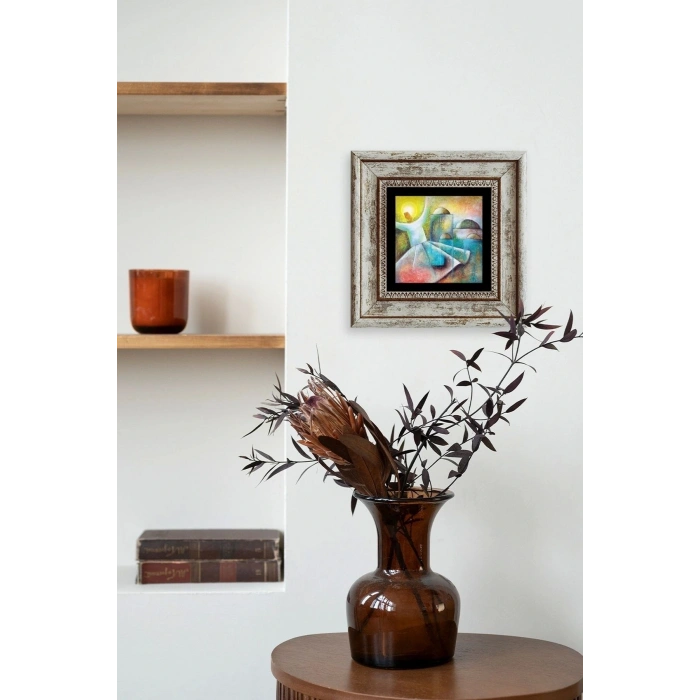 Semazen Mevlevi Çerçeveli Taş Tablo 20 cm