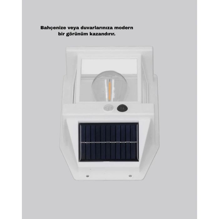 Sensörlü Güneş Enerjili Duvar Lambası Ip65 Su Geçirmez