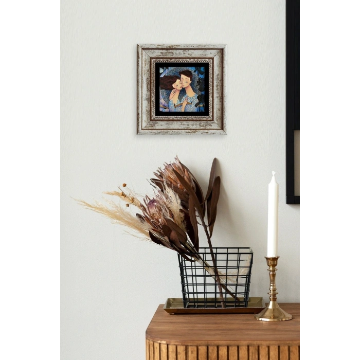 Sevgililer Çerçeveli Taş Tablo 20 cm