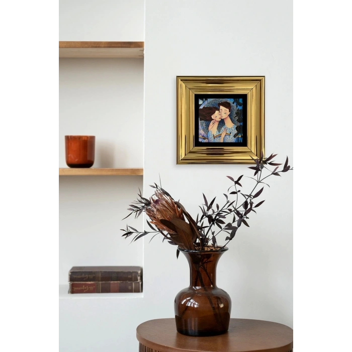 Sevgililer Çerçeveli Taş Tablo 20 cm