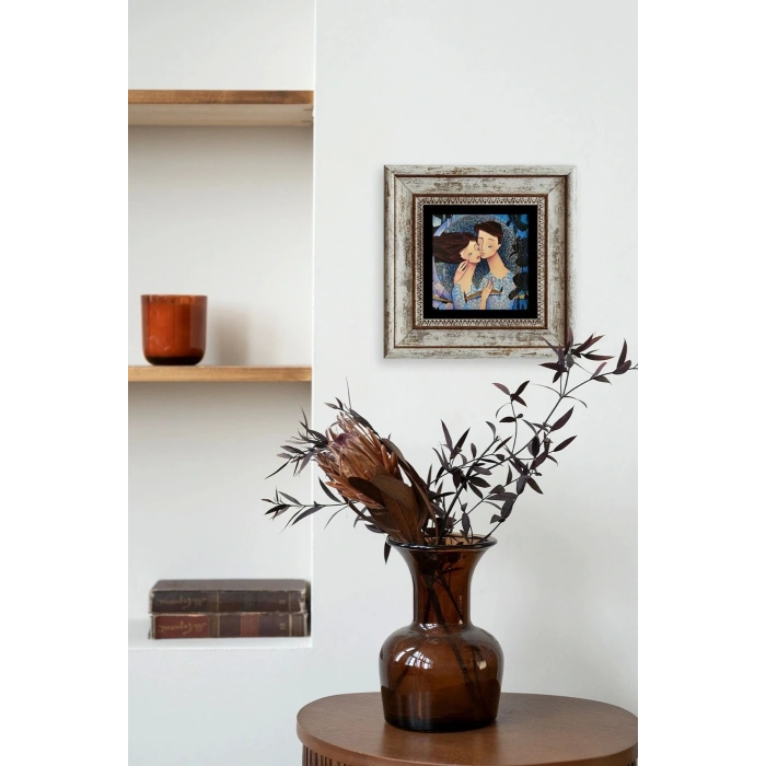 Sevgililer Çerçeveli Taş Tablo 20 cm