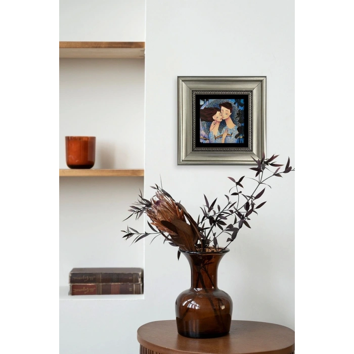 Sevgililer Çerçeveli Taş Tablo 20 cm