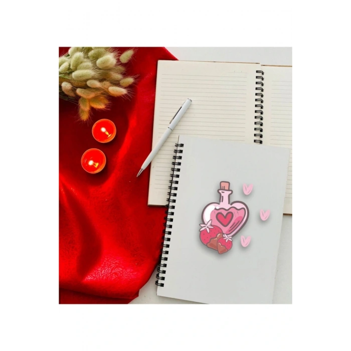 Sevgililer Günü Aşk Iksiri Beyaz Ahşap Defter Kalem Seti